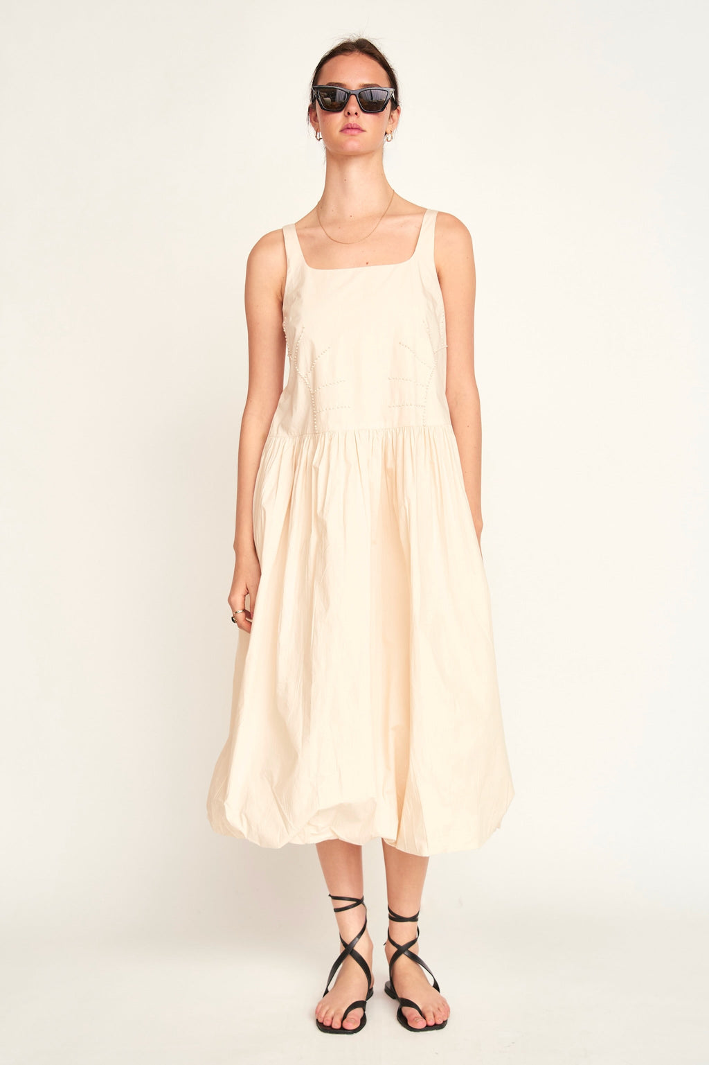 Bubble hem Dress in Parchment