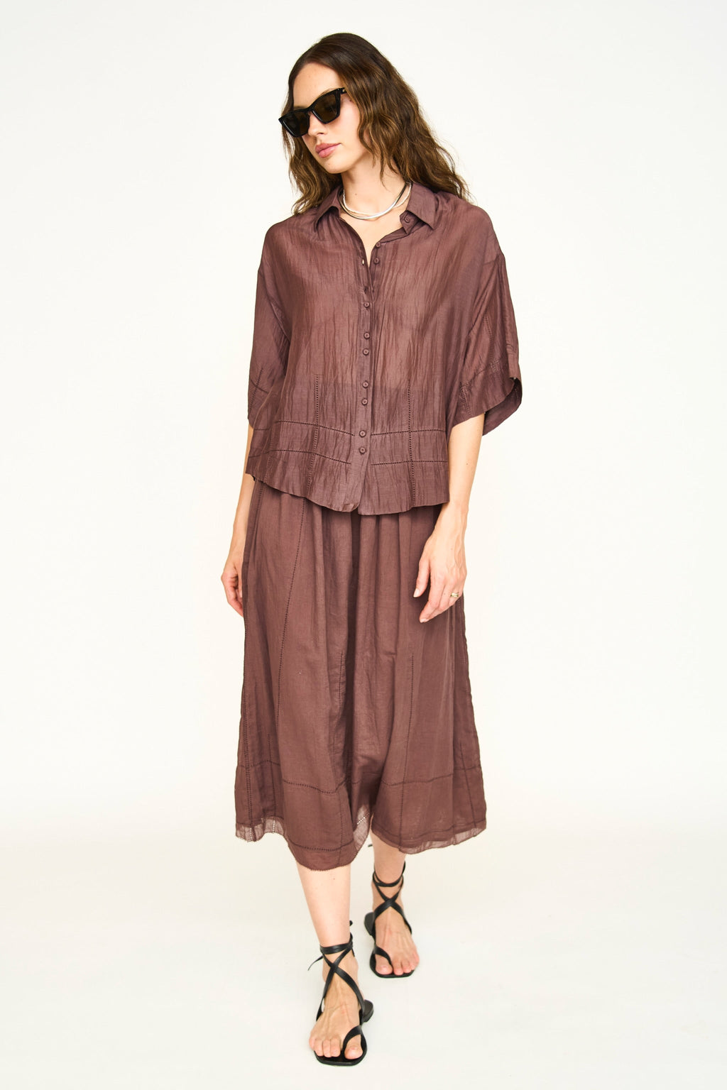 Lightweight short sleeve collared cotton shirt
