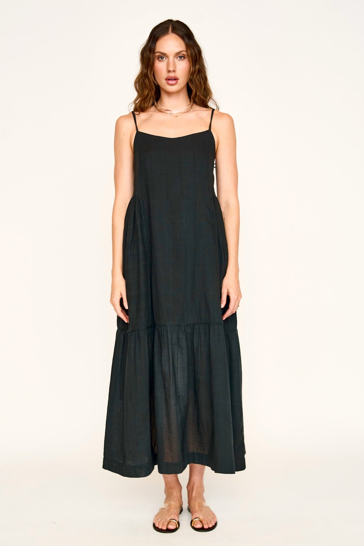 Soft V neckline Ankle length dress