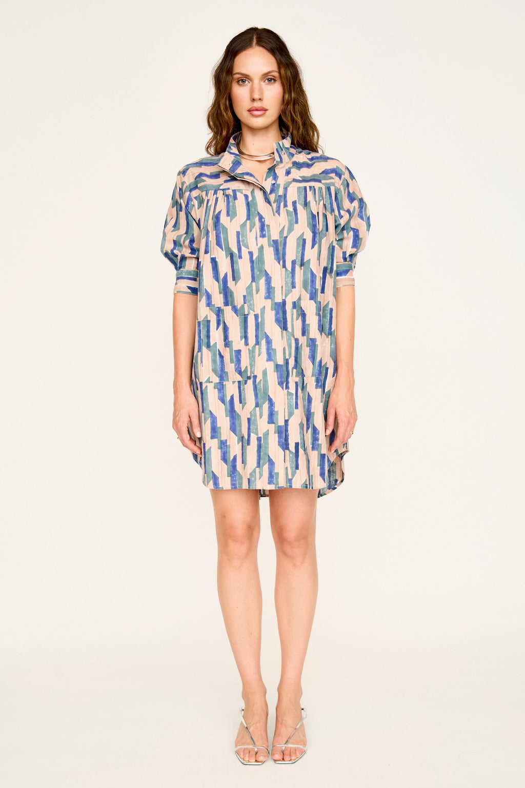 Short shirt dress in Cerulean Rainfall
