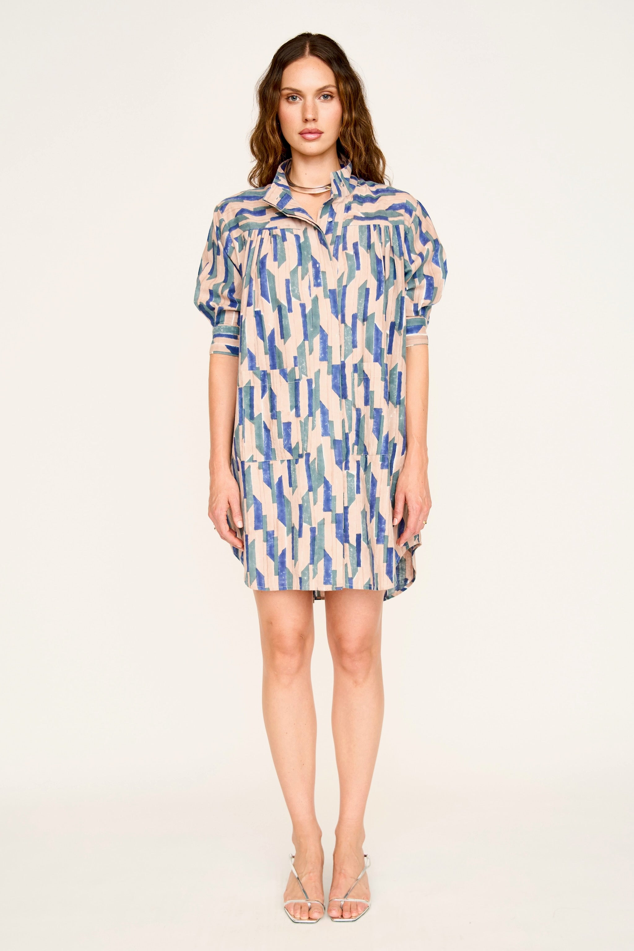 Short shirt dress in Cerulean Rainfall