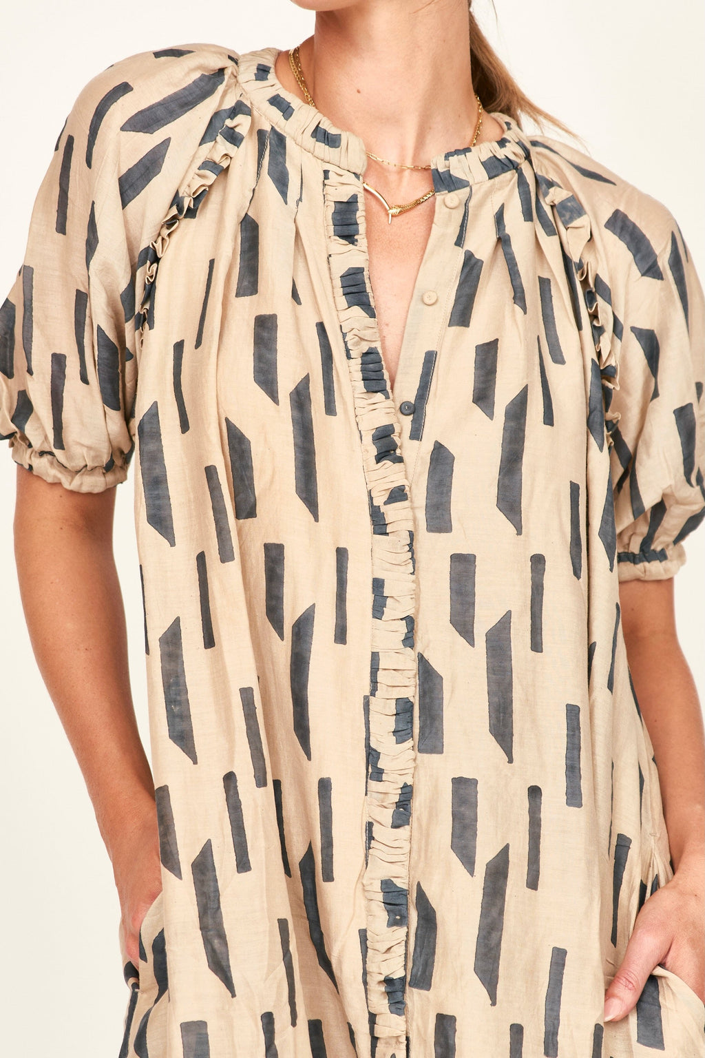 Dress in Parchment Rainfall high low hem
