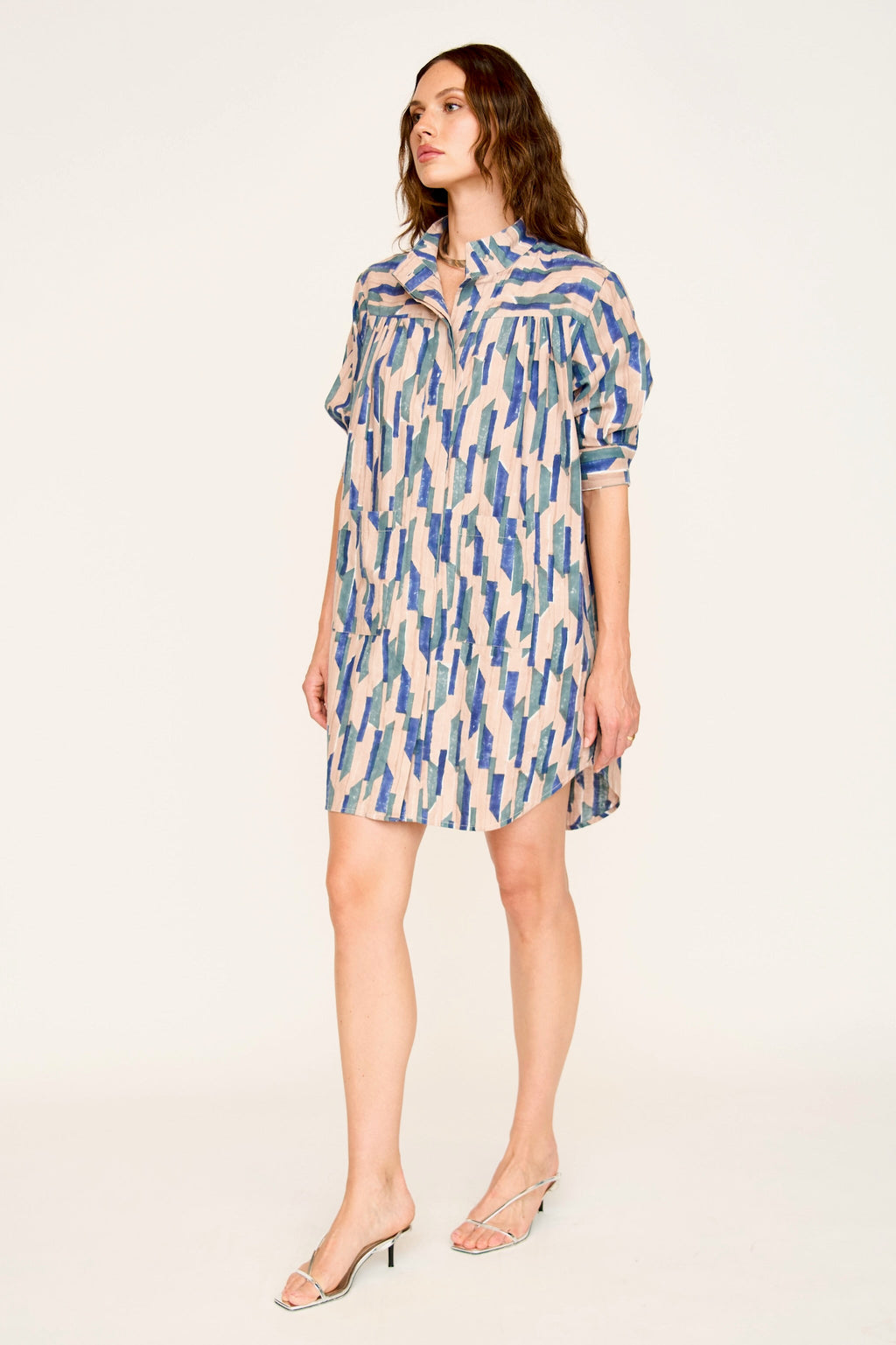 Short shirt dress in Cerulean Rainfall