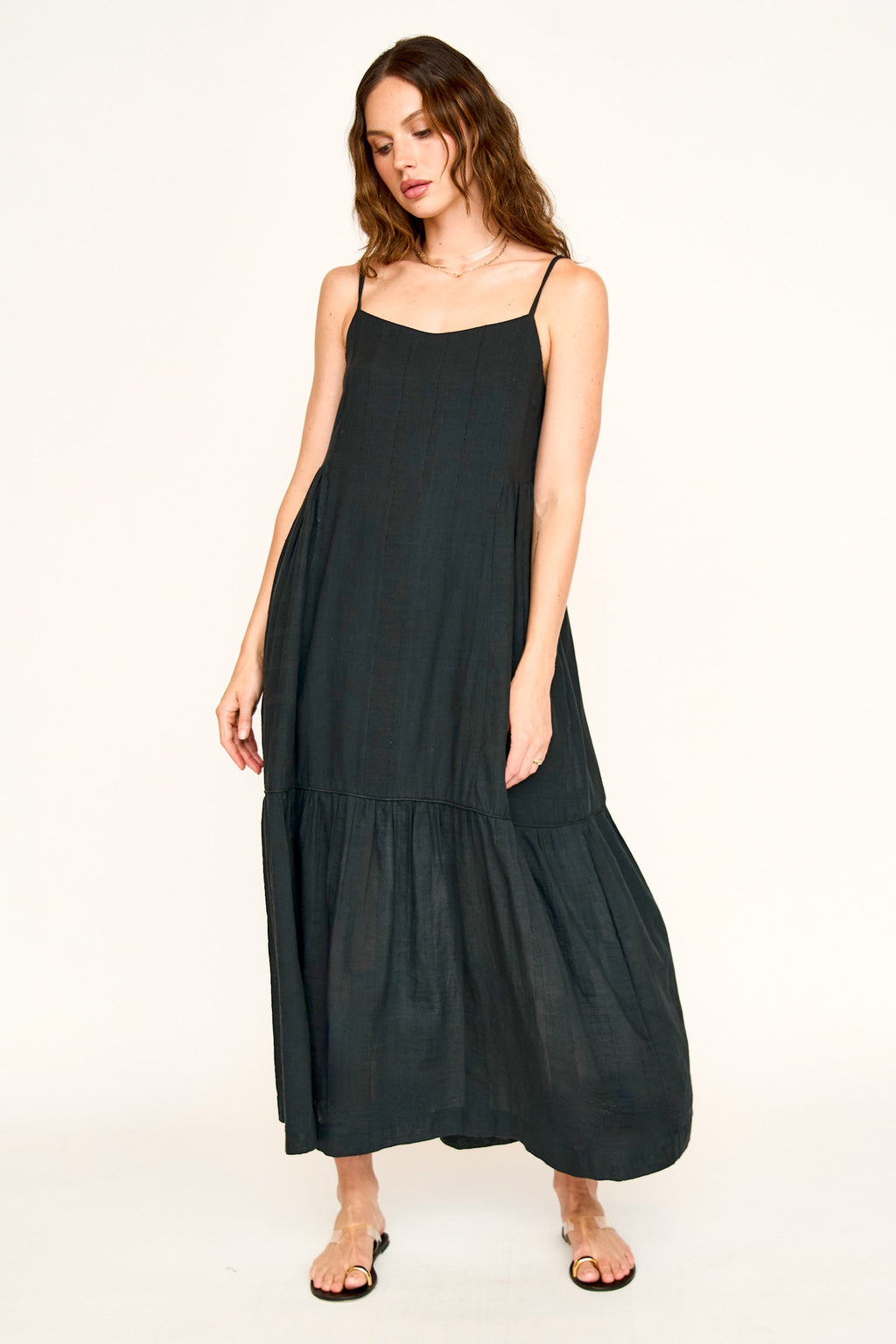 Soft V neckline Ankle length dress