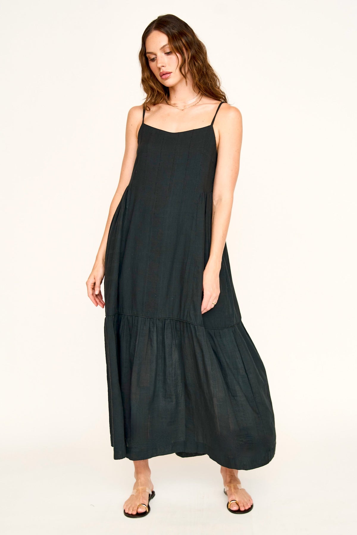 Soft V neckline Ankle length dress