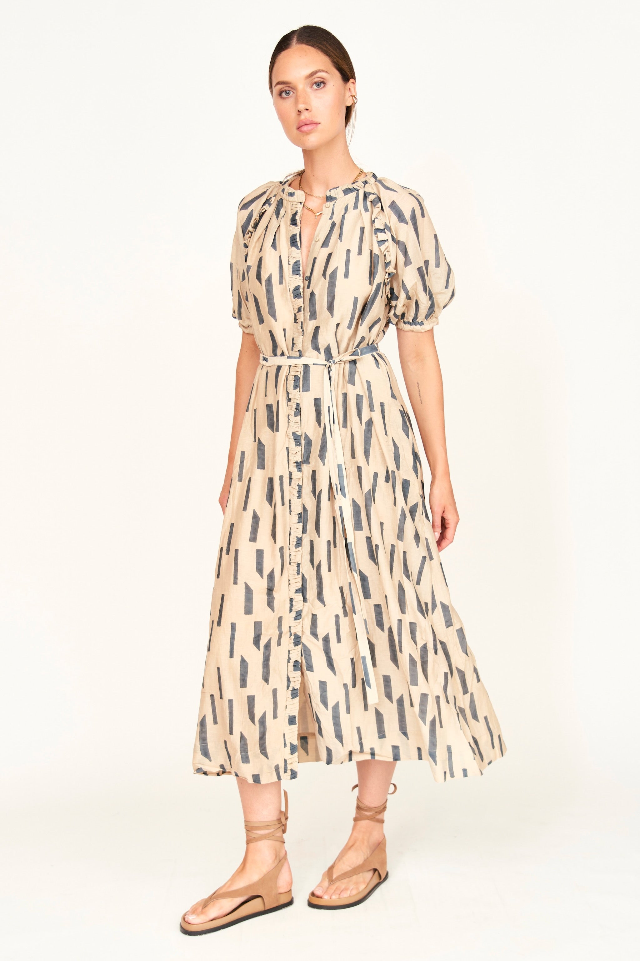 Dress in Parchment Rainfall high low hem