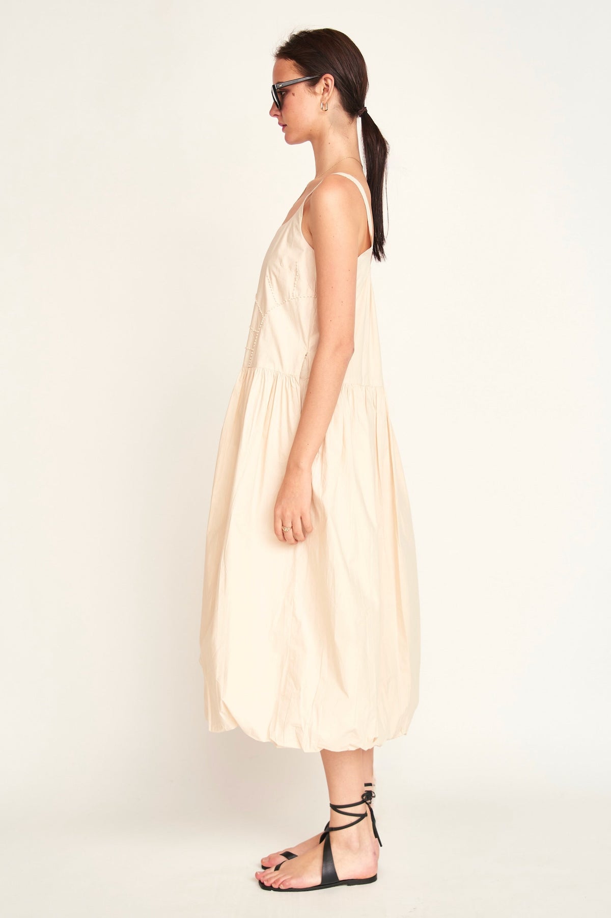 Bubble hem Dress in Parchment