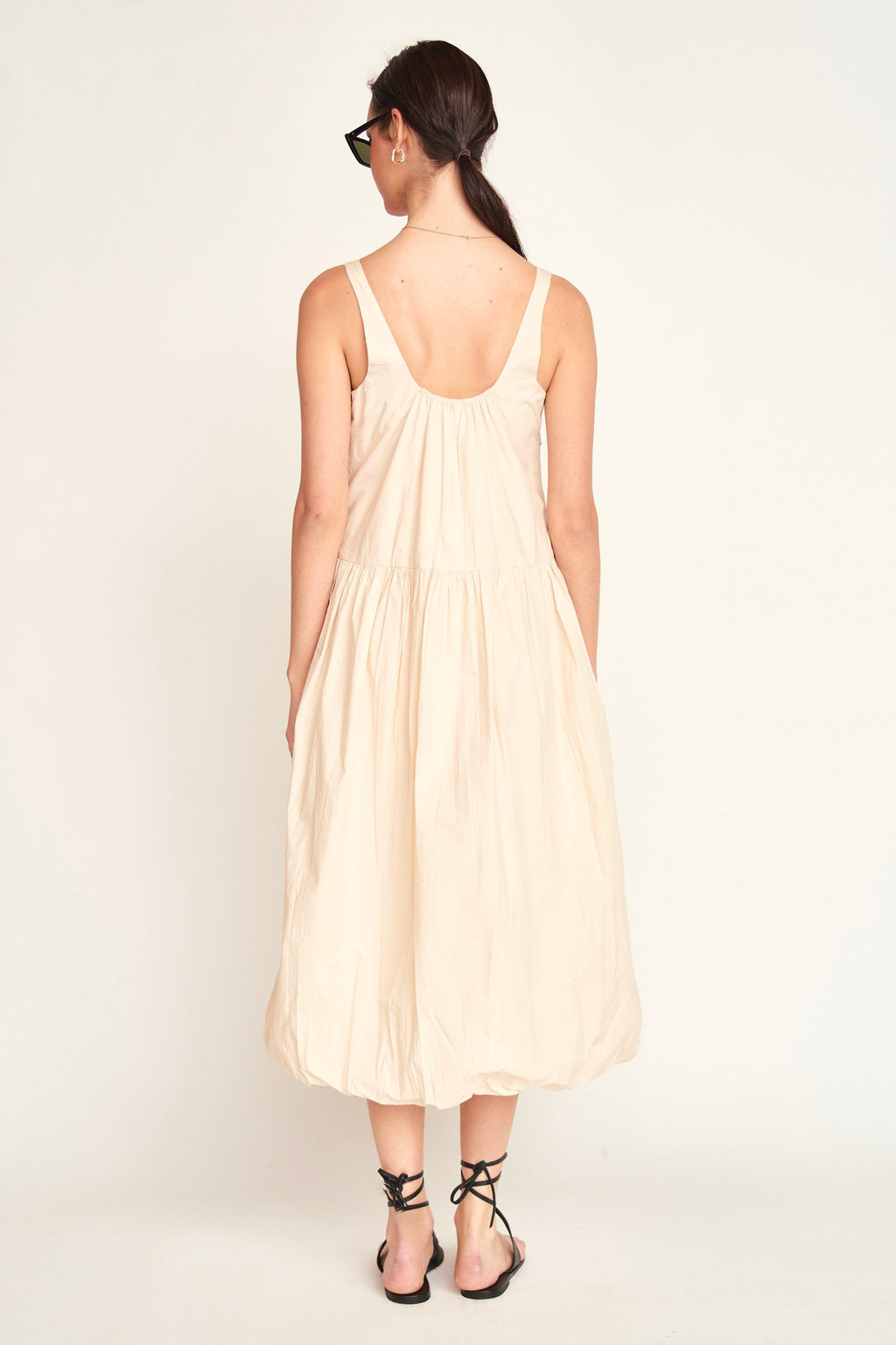 Bubble hem Dress in Parchment