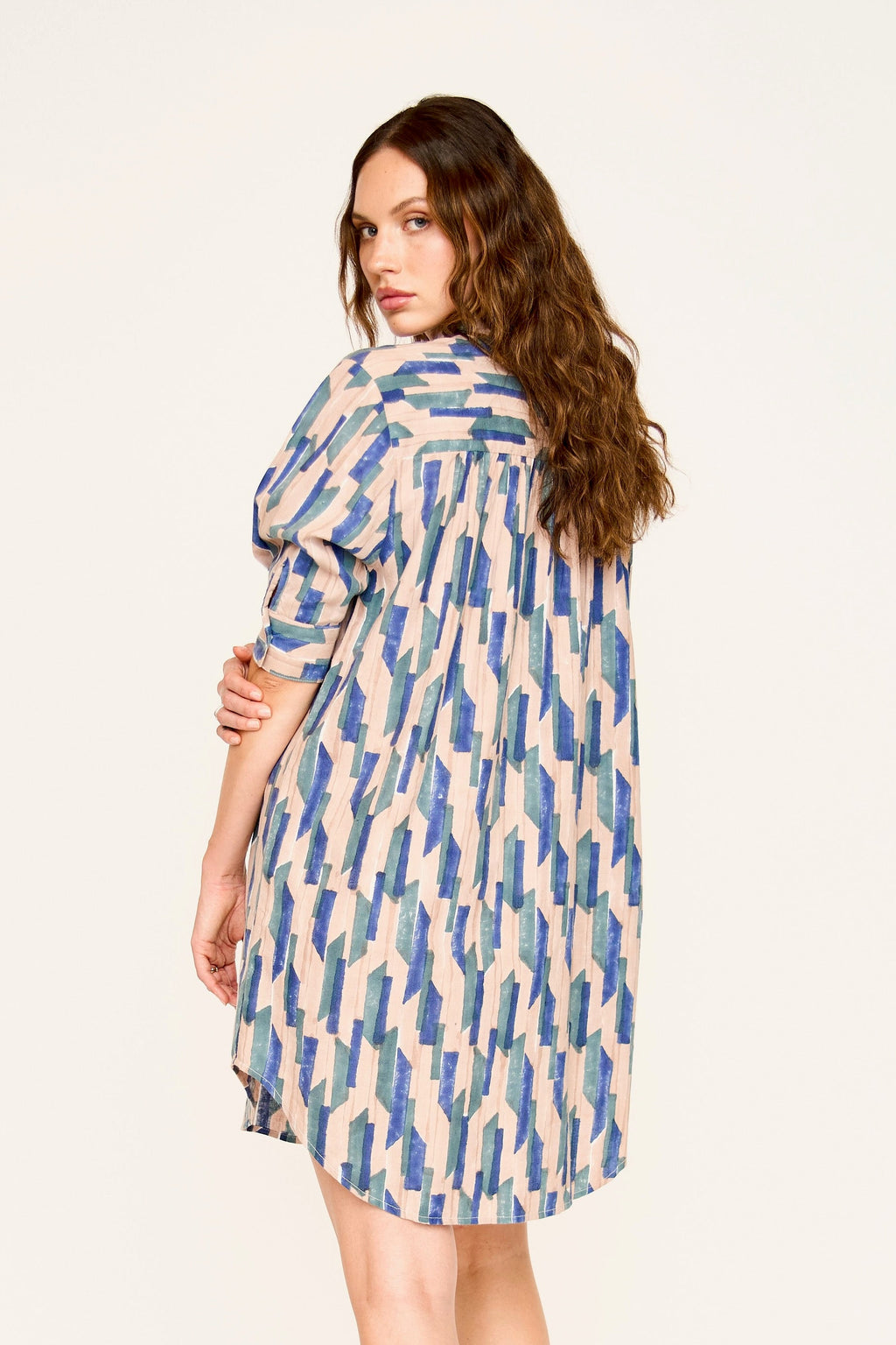 Short shirt dress in Cerulean Rainfall