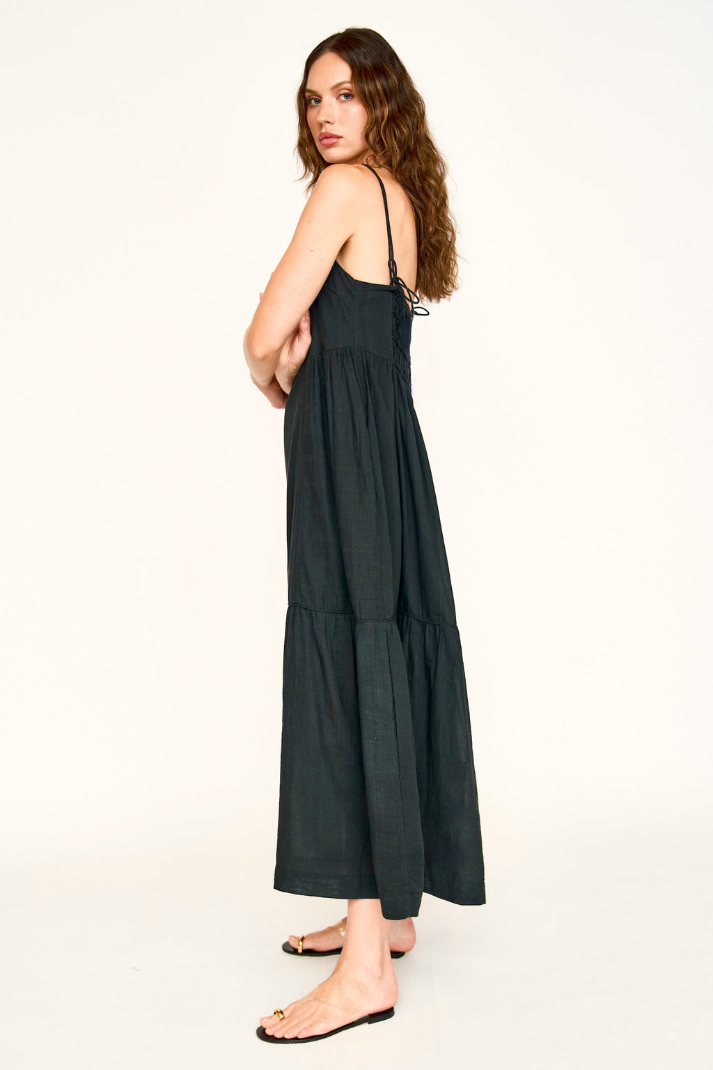 Soft V neckline Ankle length dress