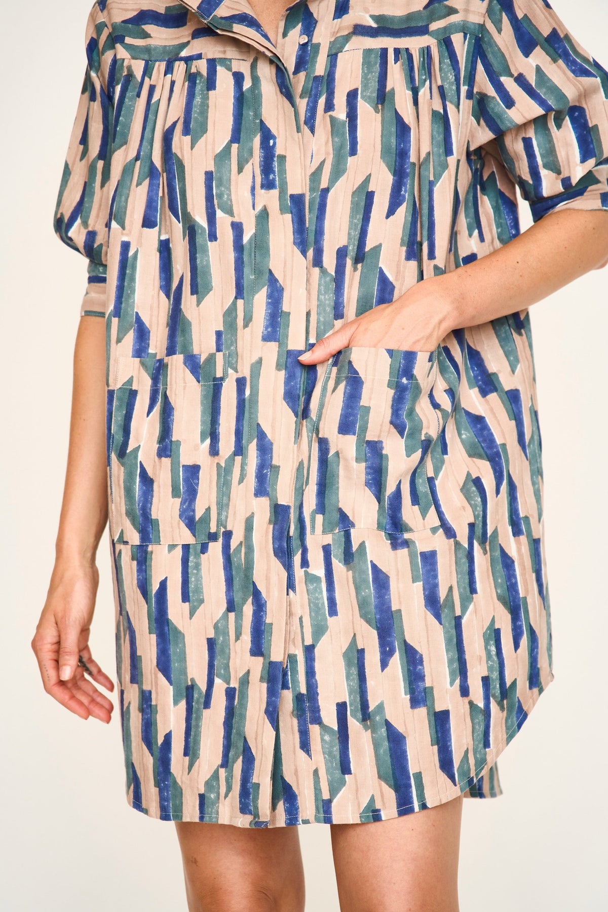 Short shirt dress in Cerulean Rainfall