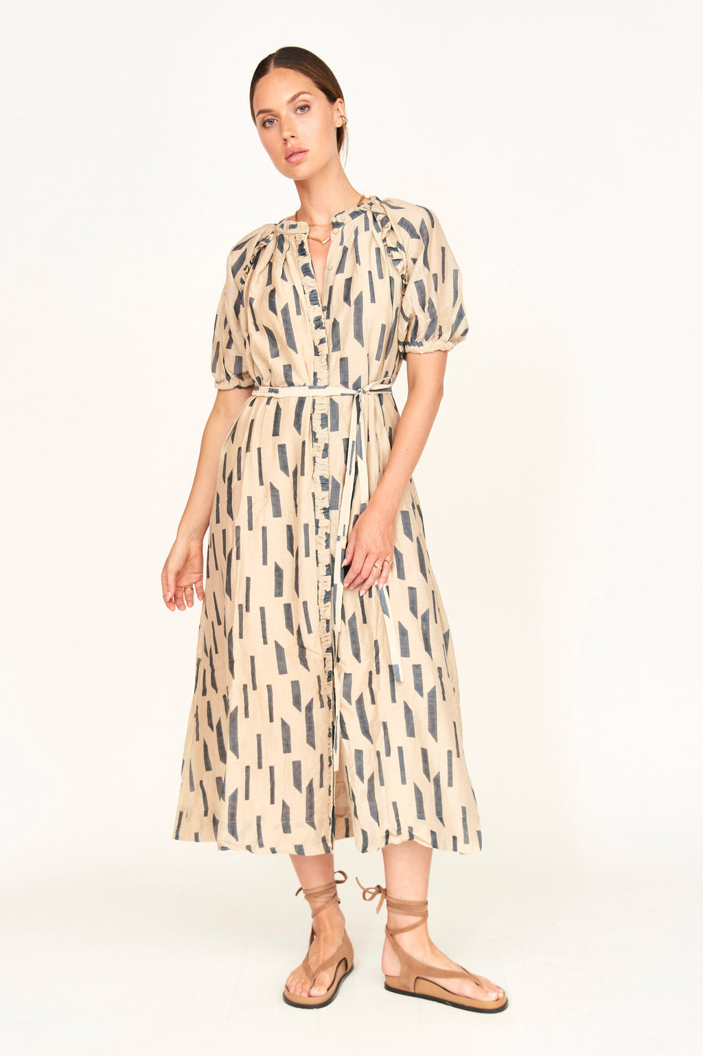 Dress in Parchment Rainfall high low hem