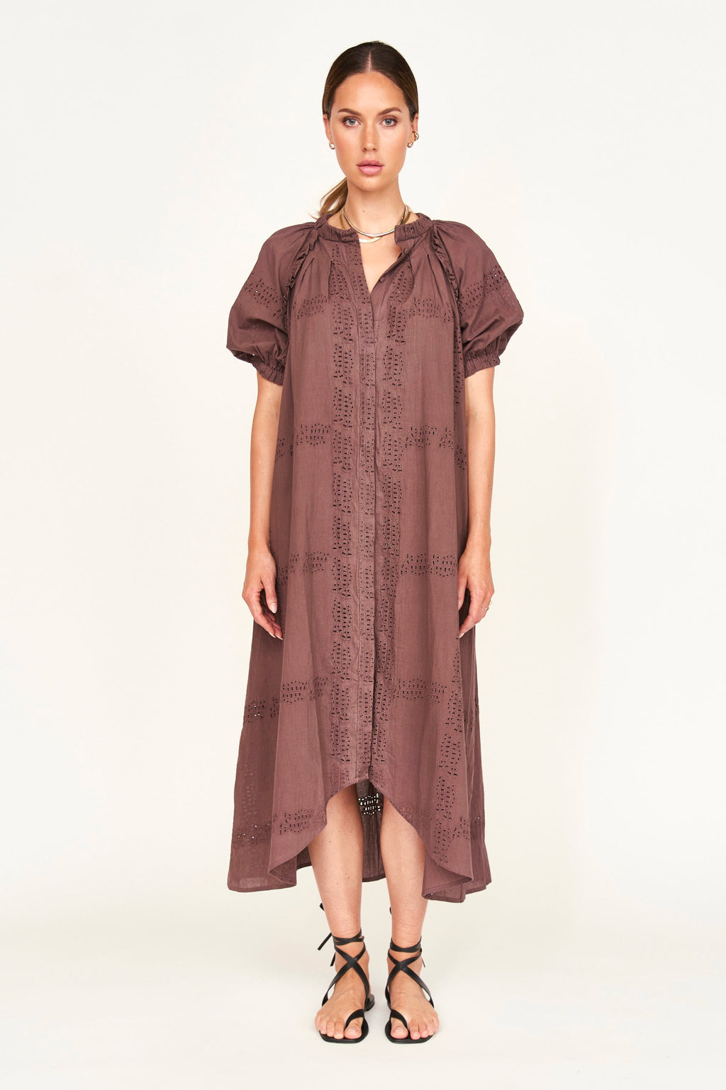 Dress in Marine Eyelet