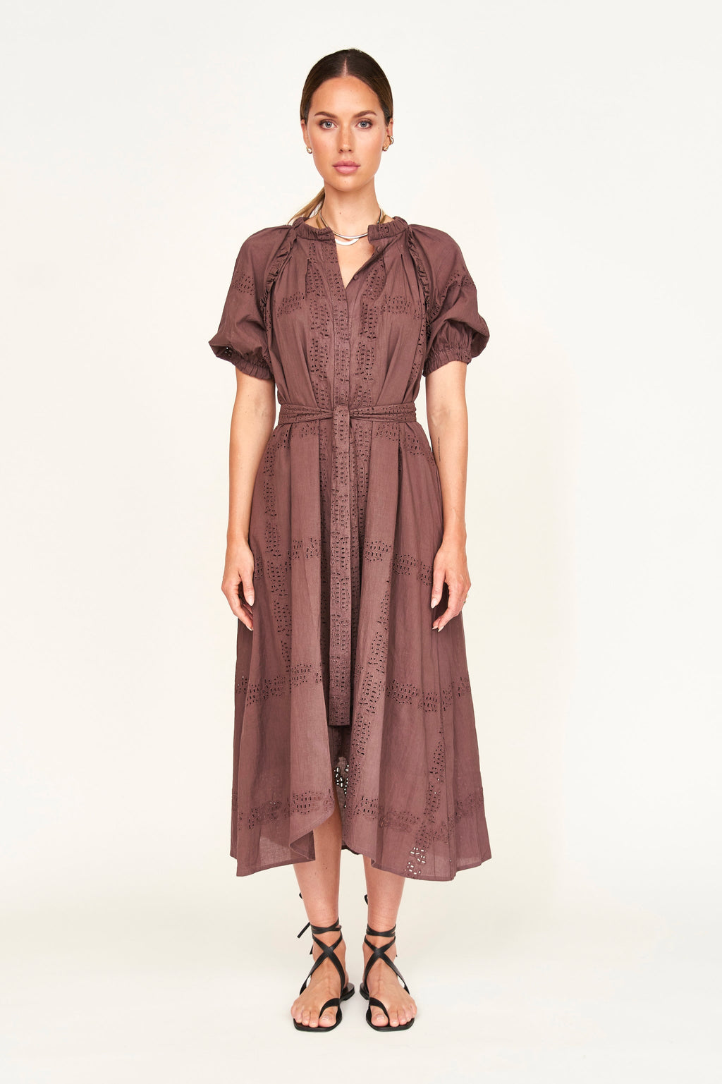 Dress in Marine Eyelet