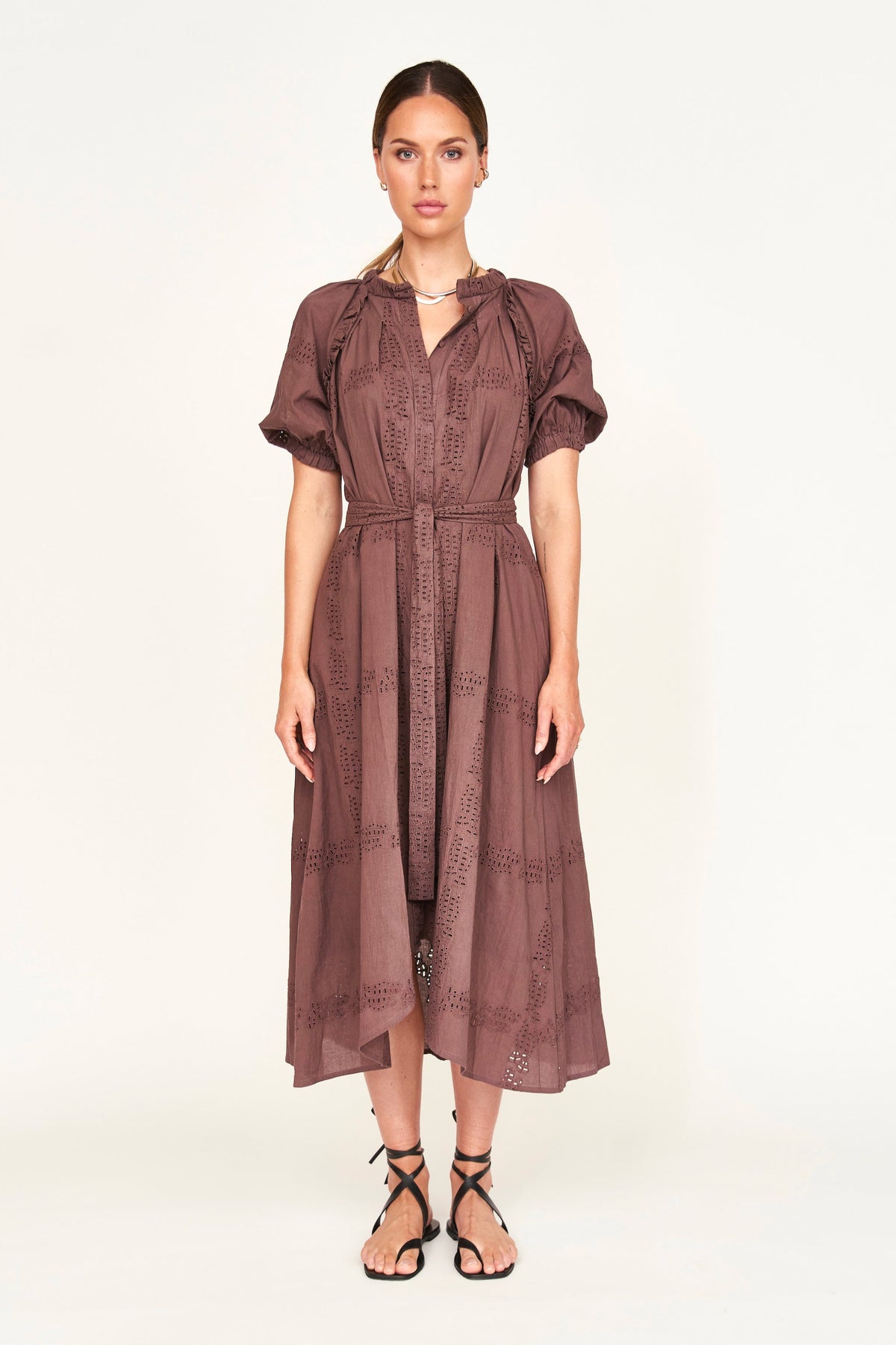 Dress in Marine Eyelet