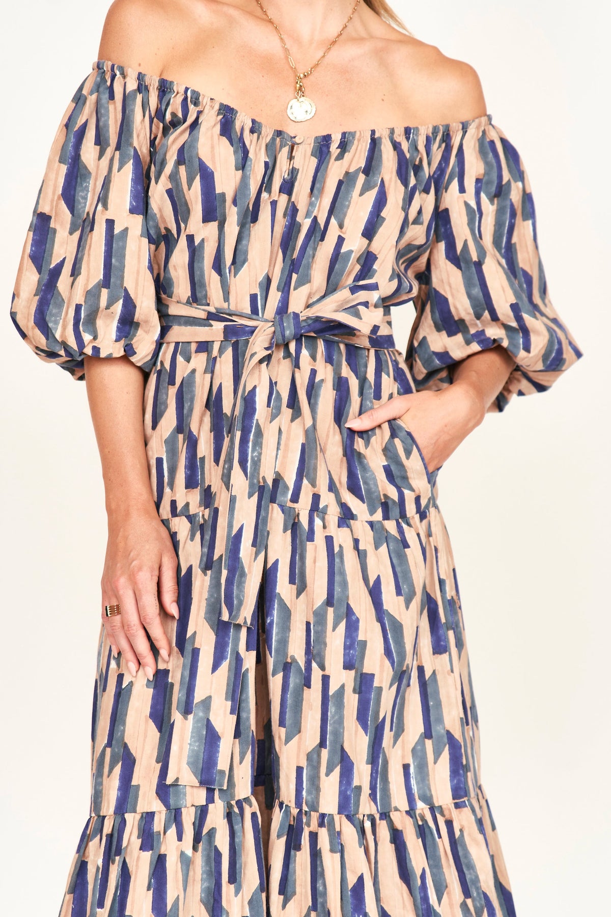 Dress Cerulean Rainfall elastic cuffs