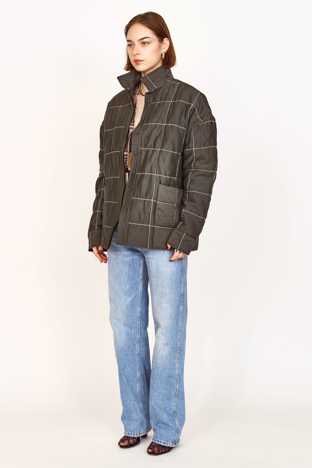 Quilted Jacket in Black Olive