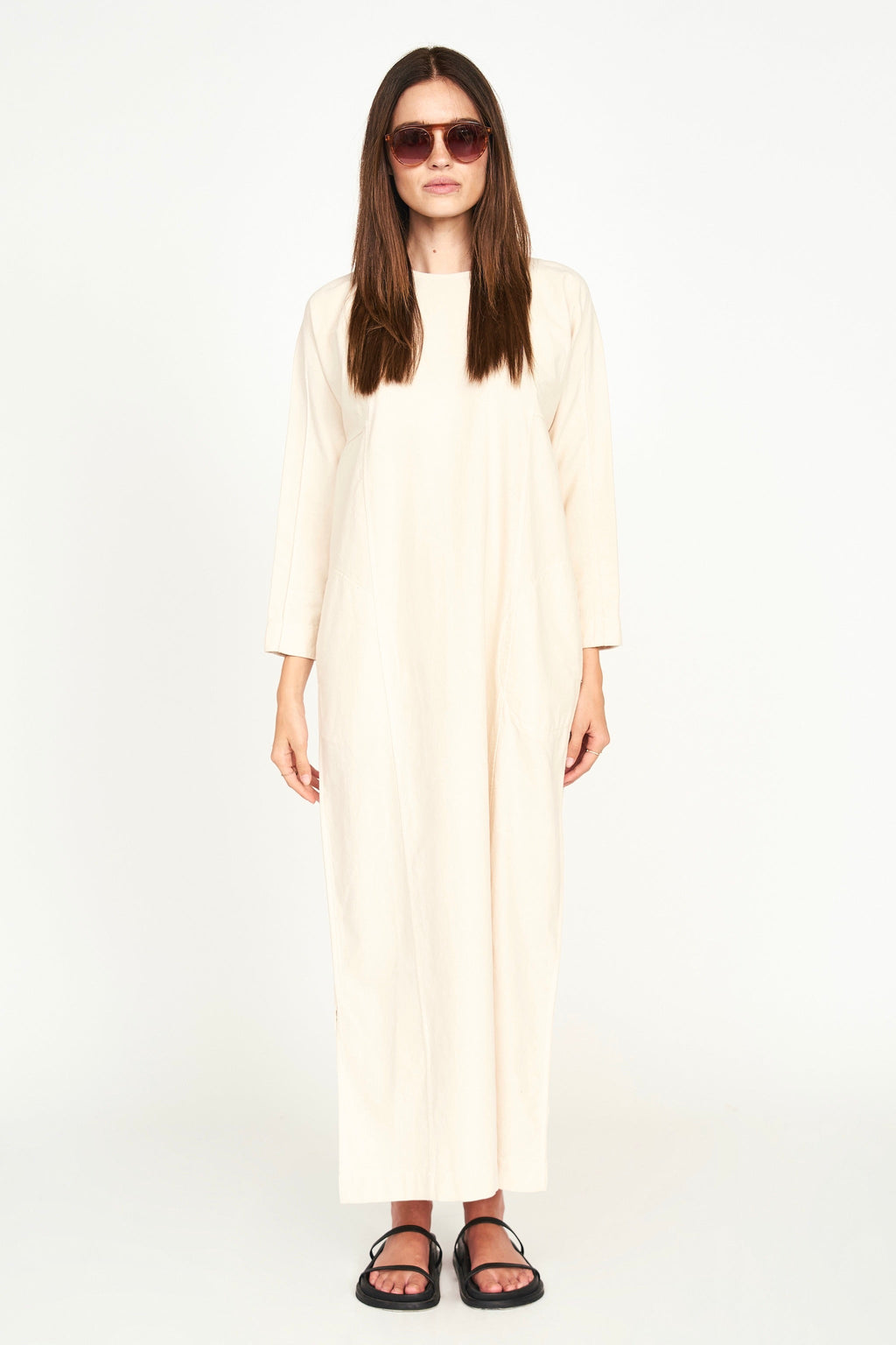 Canvas Dress in Bone Back neck slit