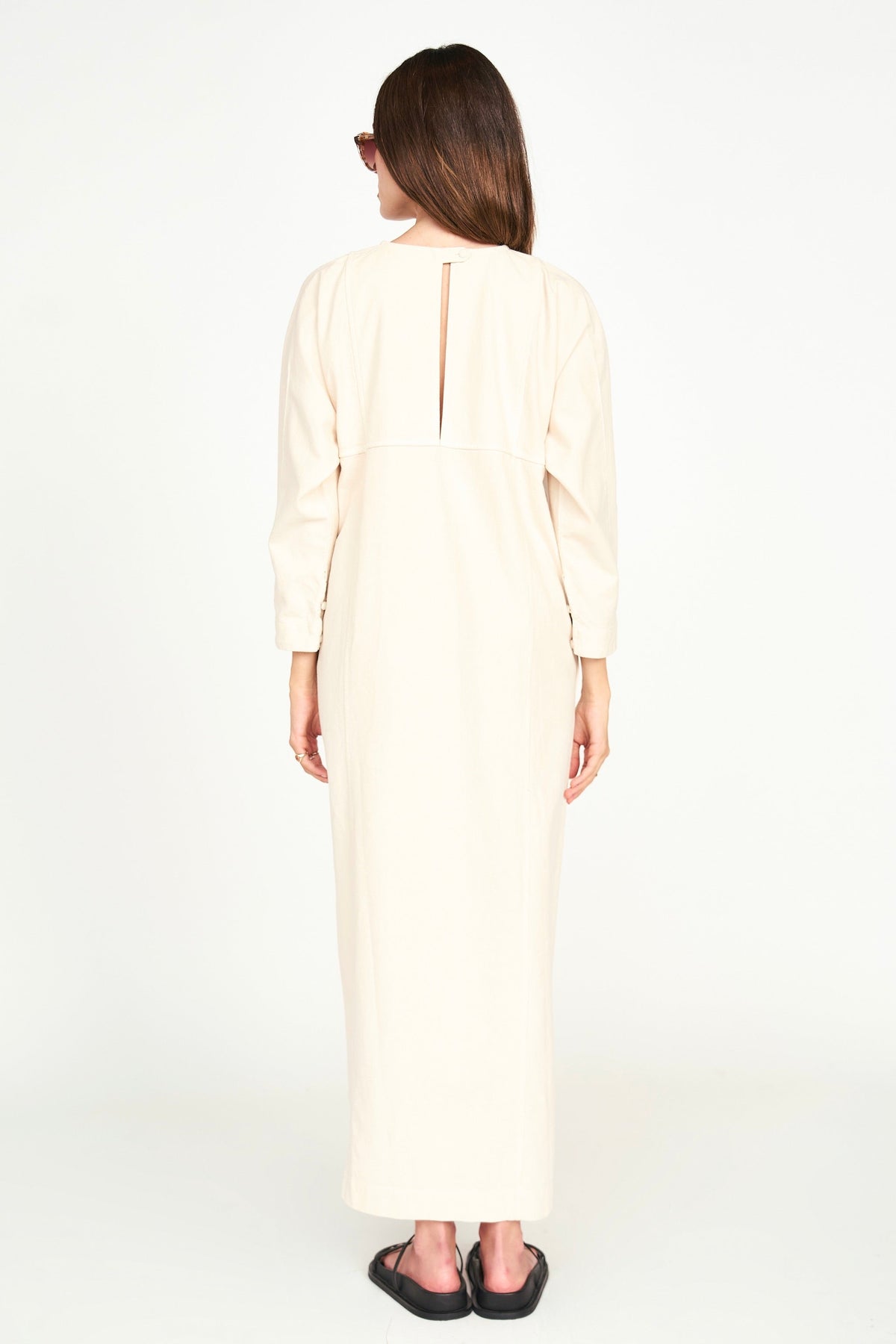Canvas Dress in Bone Back neck slit