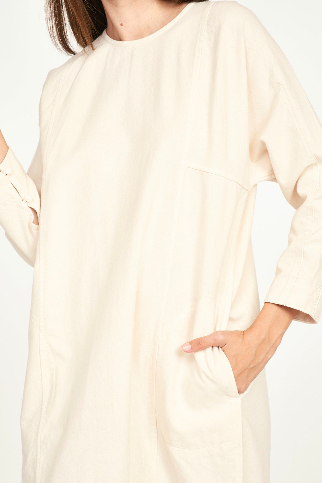 Canvas Dress in Bone Back neck slit