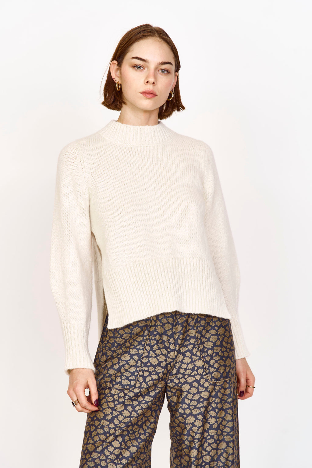 Open Side Pullover in Ivory