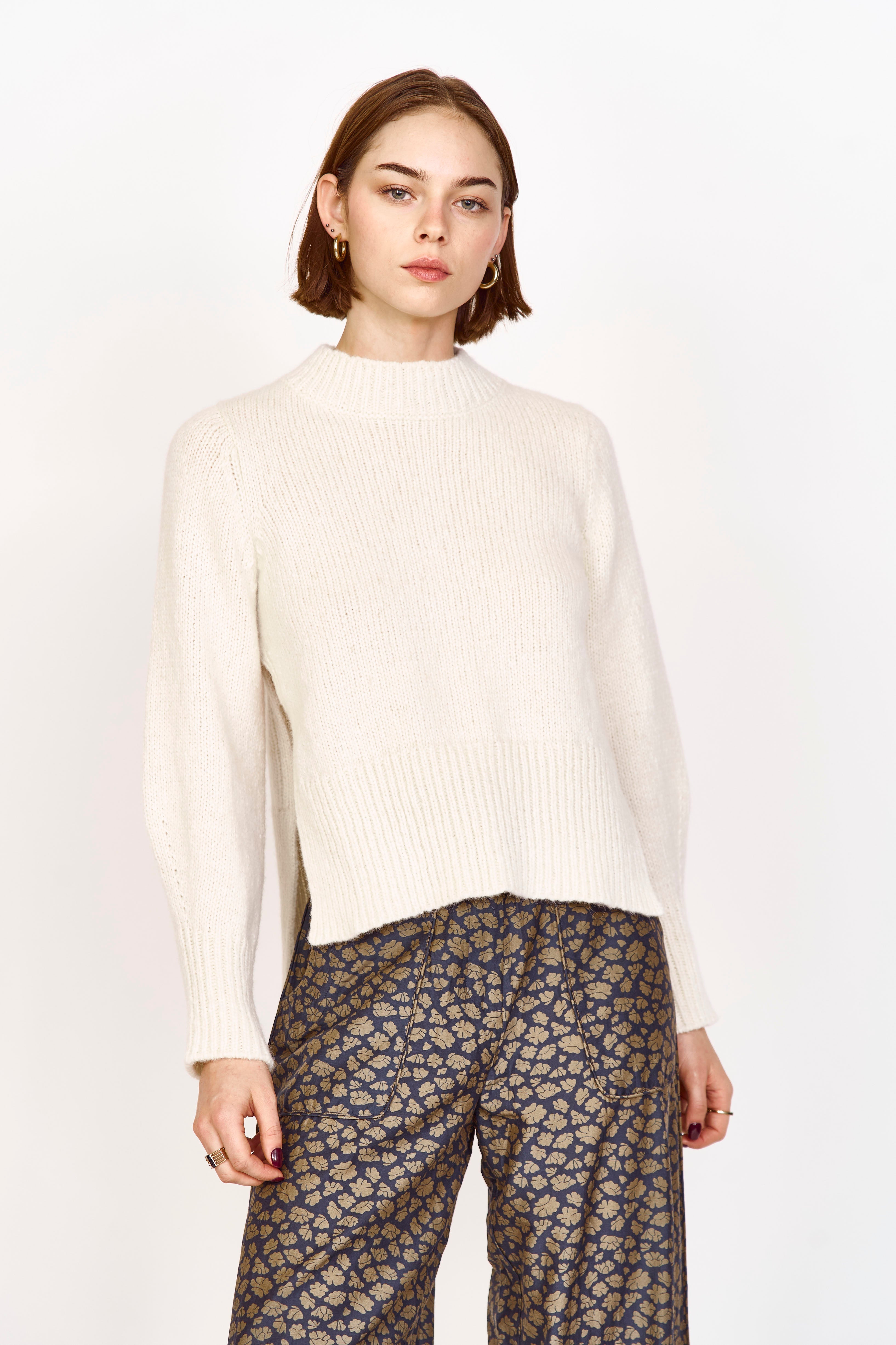 Open Side Pullover in Ivory