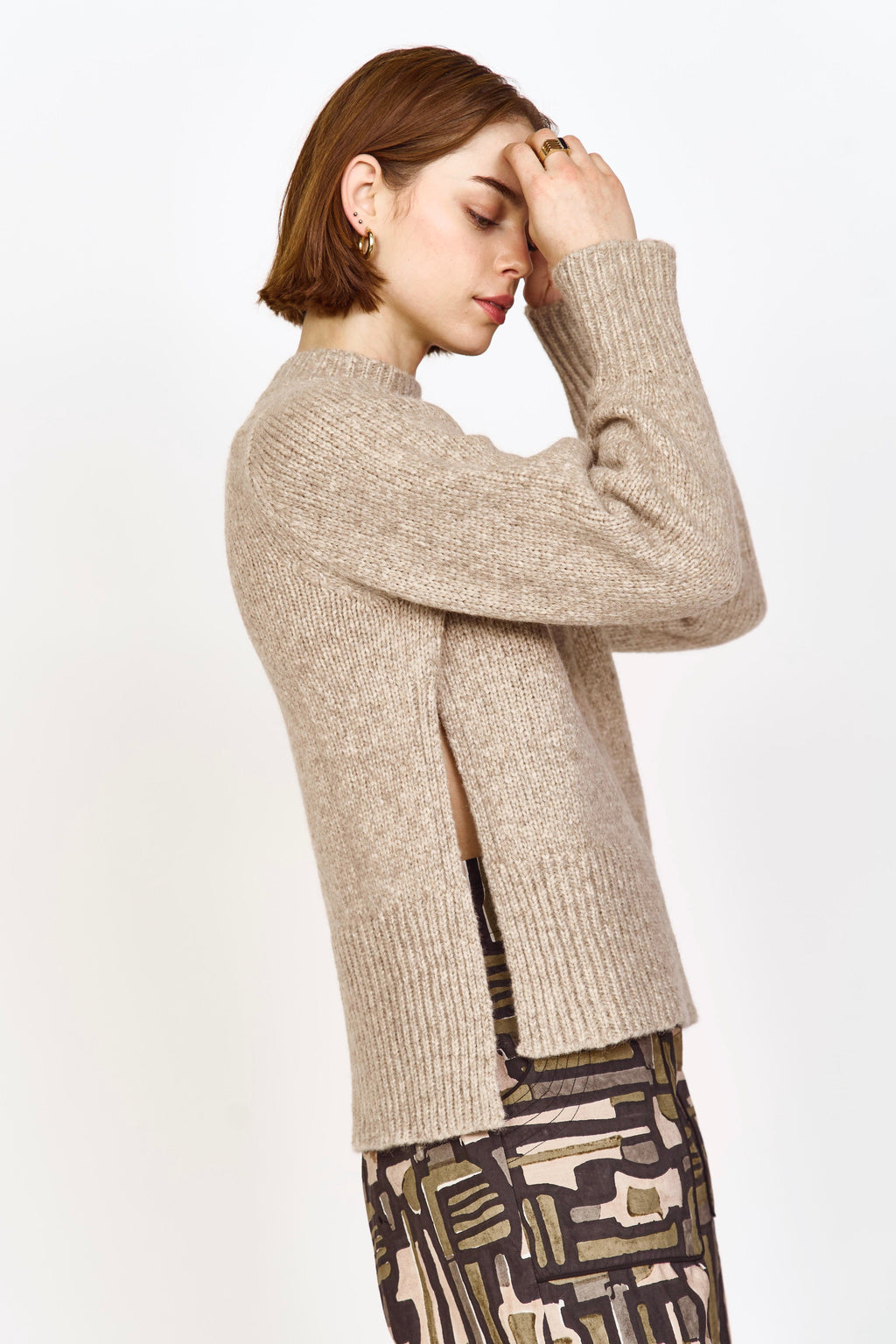 Open Side Pullover in Camel