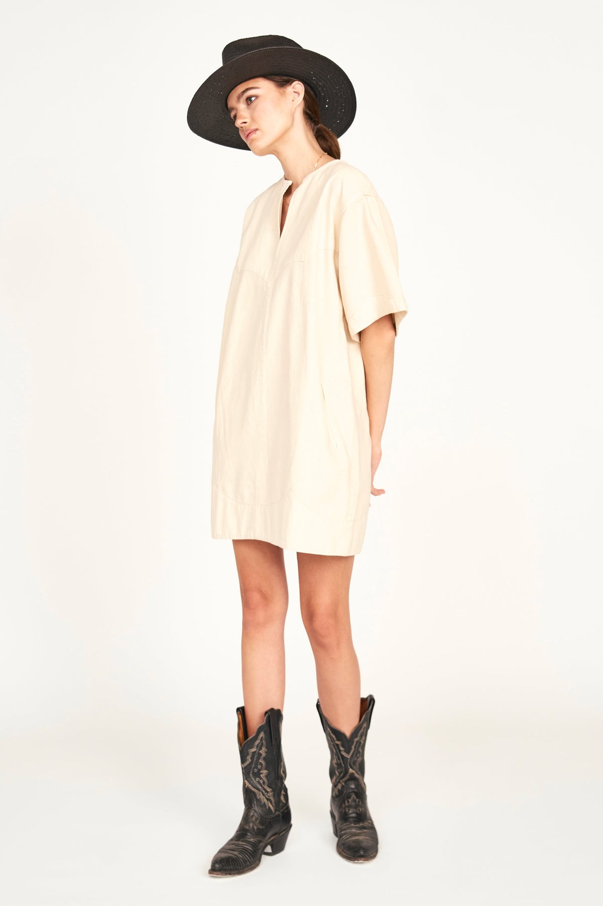 Dress in Cream Canvas