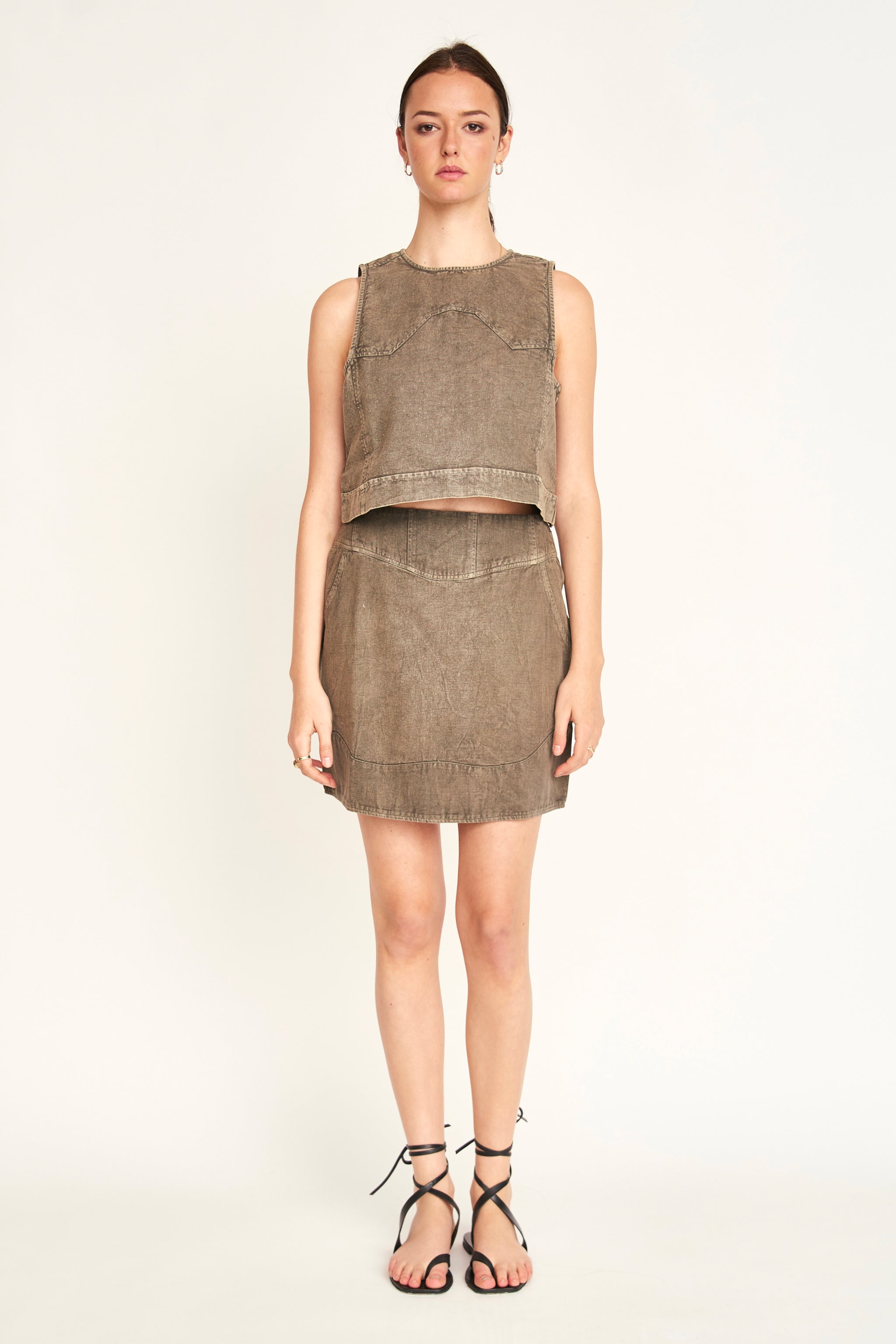 Tank in canvas Cropped sleeveless