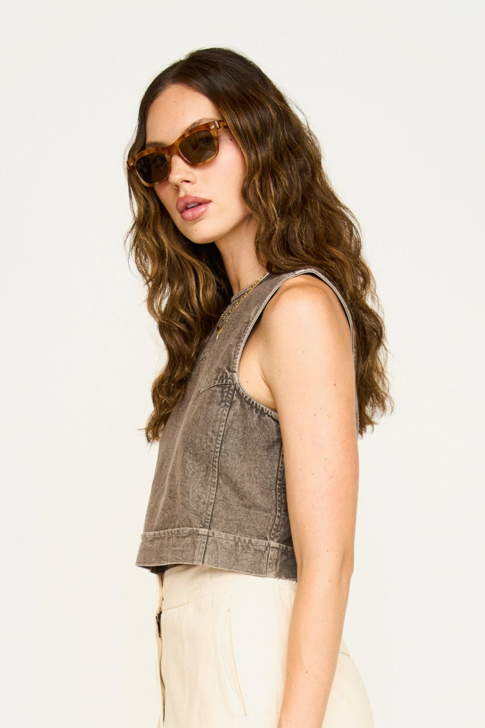 Tank in canvas Cropped sleeveless
