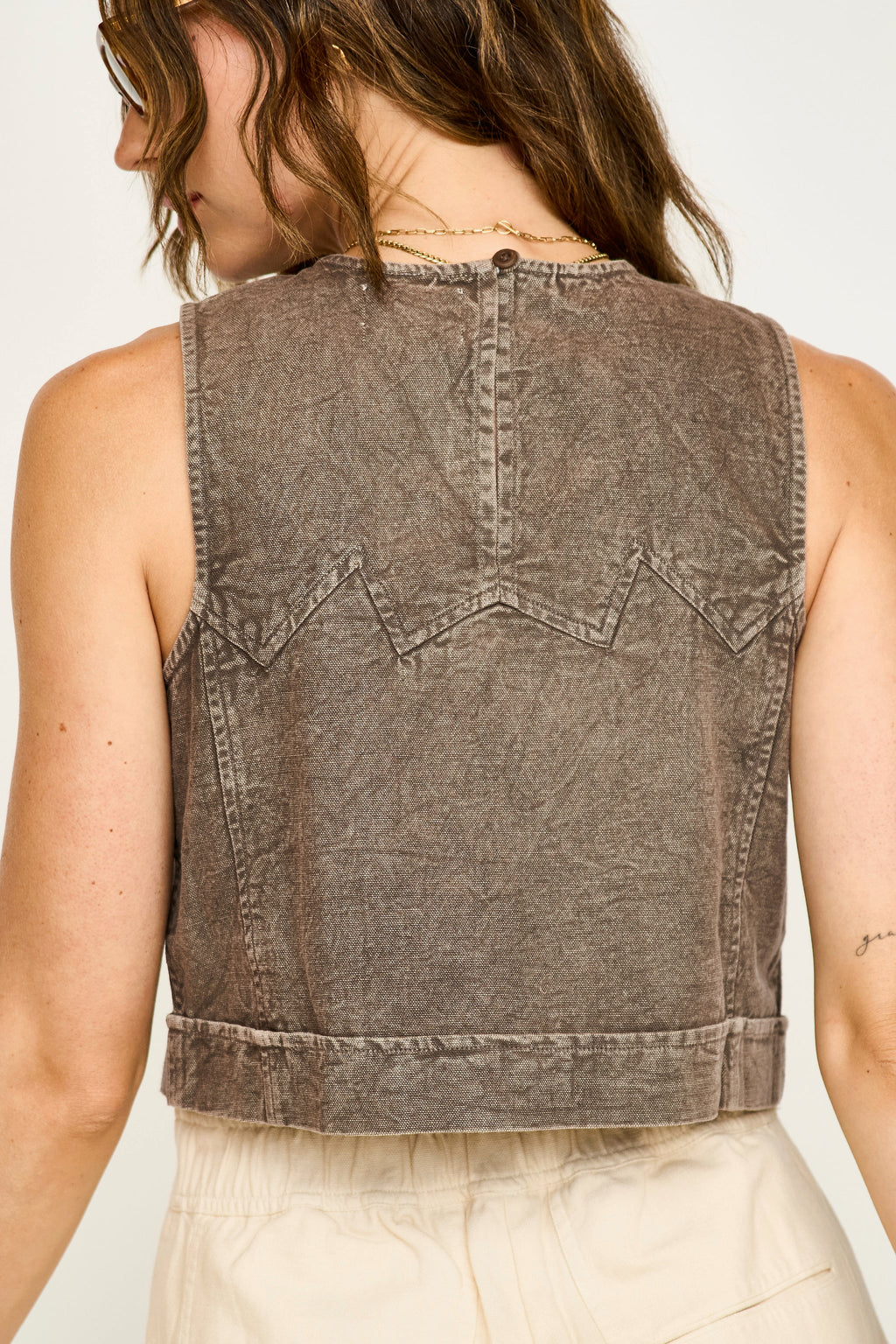 Tank in canvas Cropped sleeveless