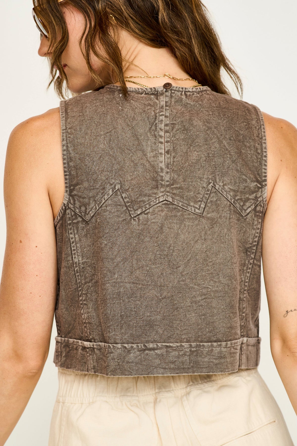 Tank in canvas Cropped sleeveless