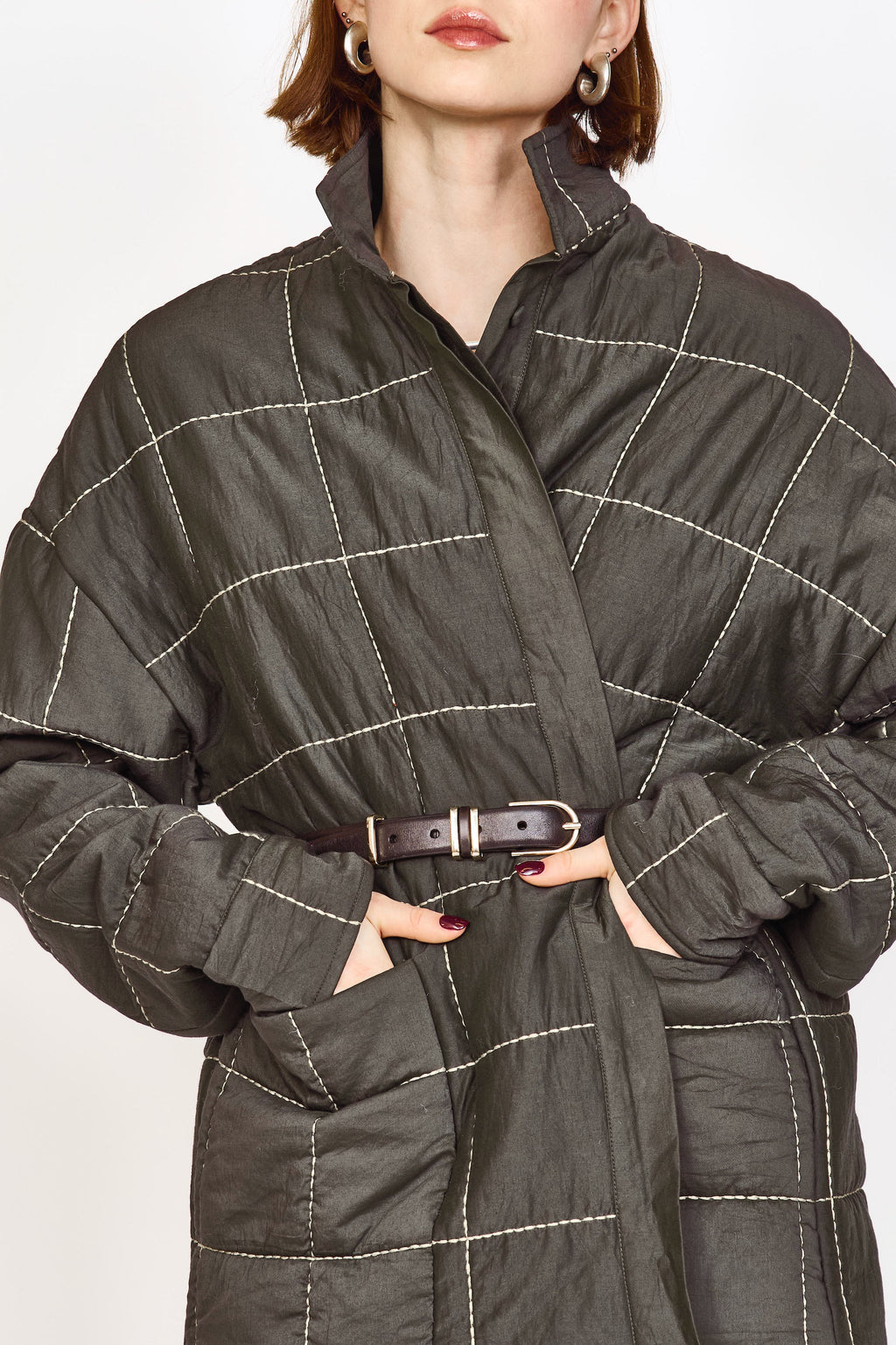 Quilted Jacket in Black Olive