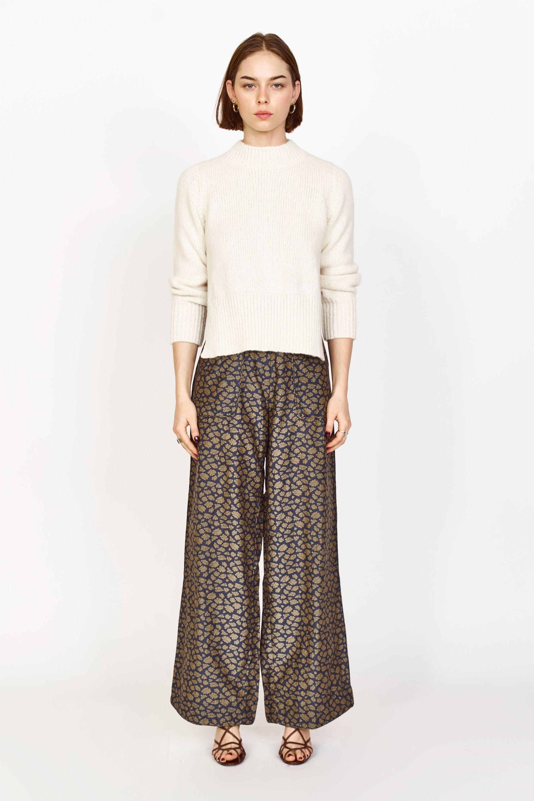 Pant in Navy Lilypad