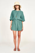 Track Shorts in Teal Stitch