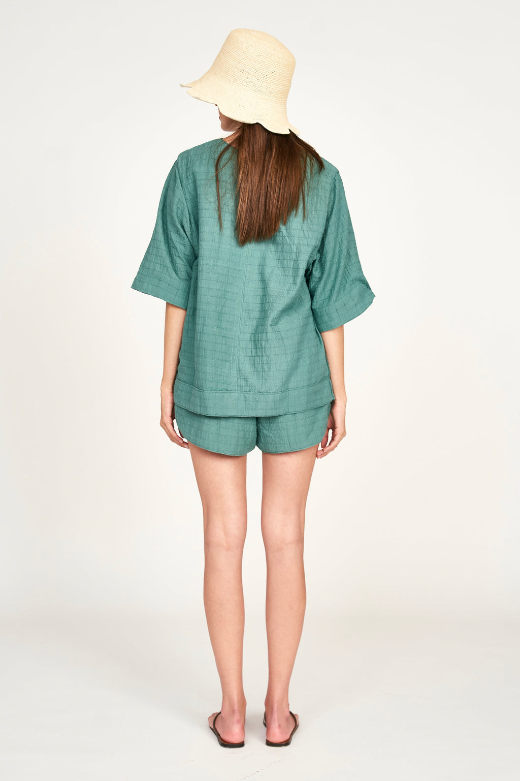 Track Shorts in Teal Stitch