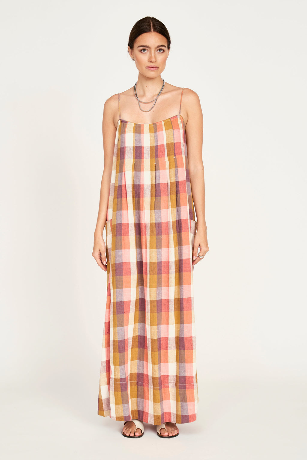 Rouleau straps Sunset Plaid Dress