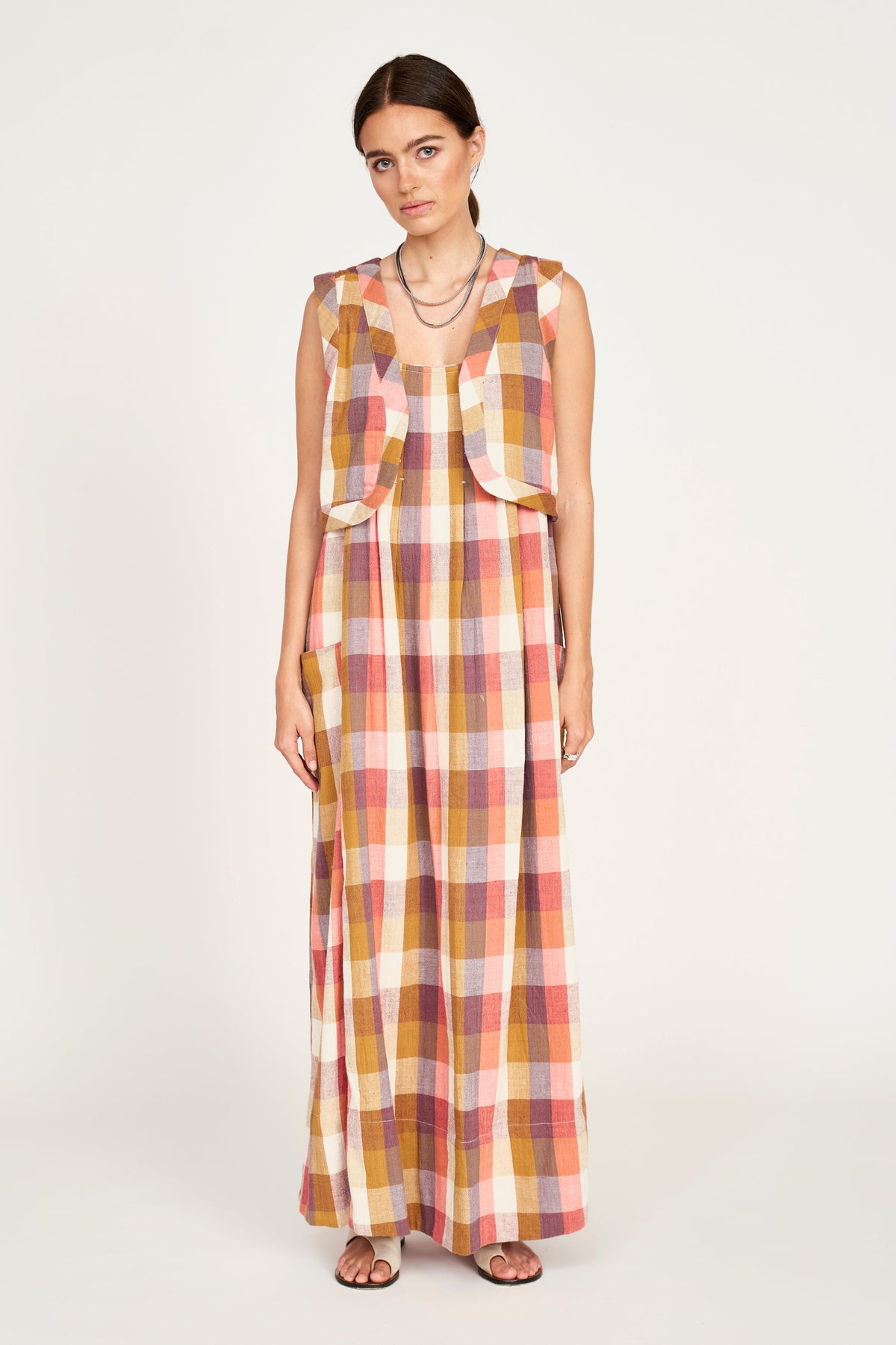 Rouleau straps Sunset Plaid Dress