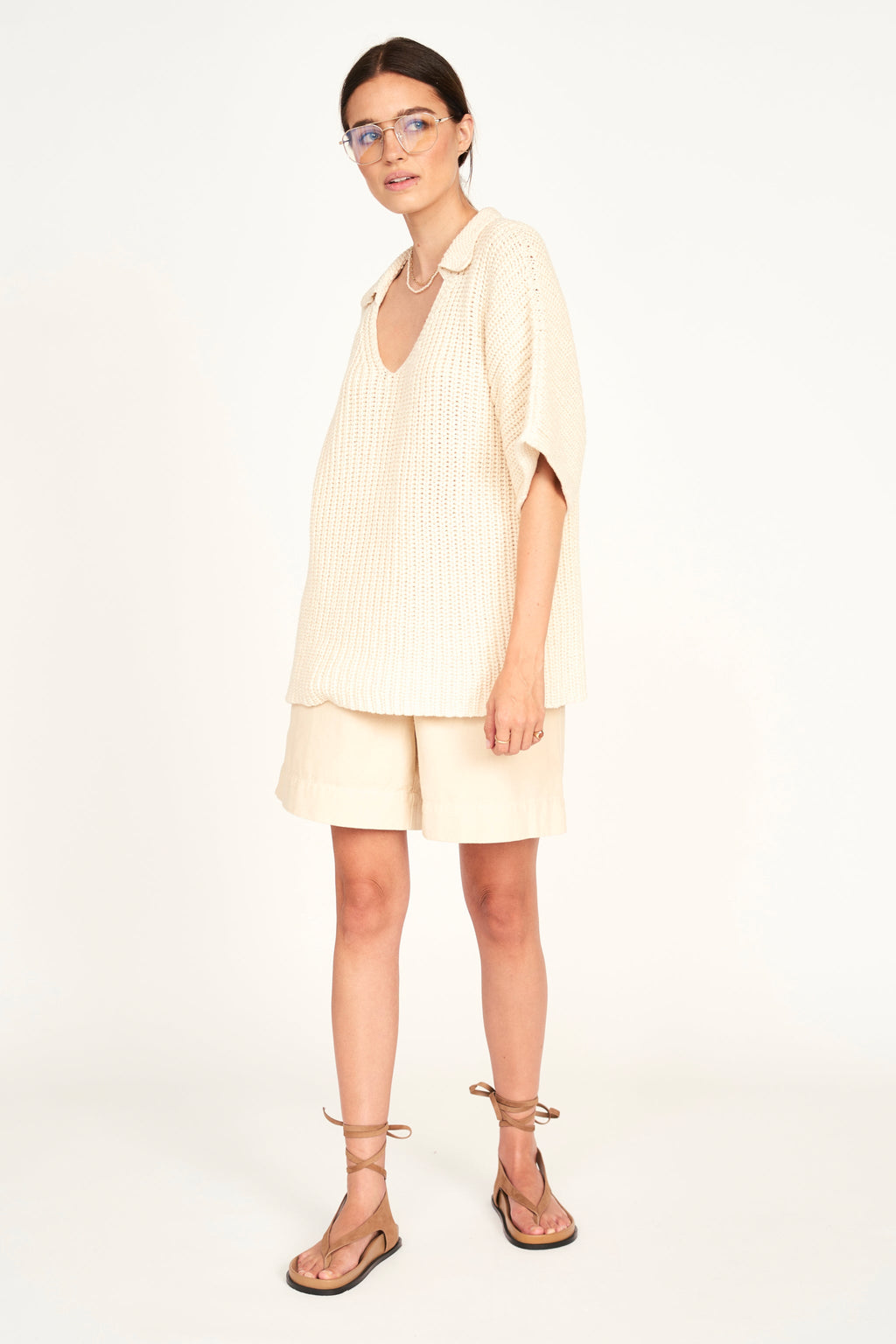 Shorts in Cream Canvas