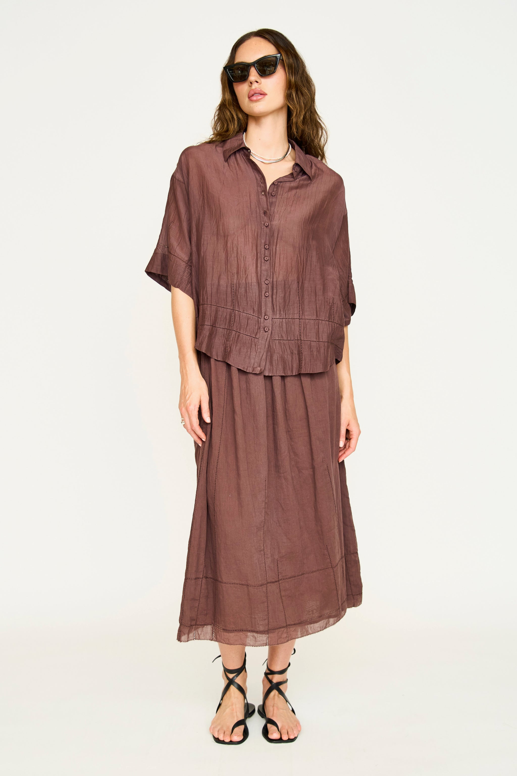 Lightweight short sleeve collared cotton shirt