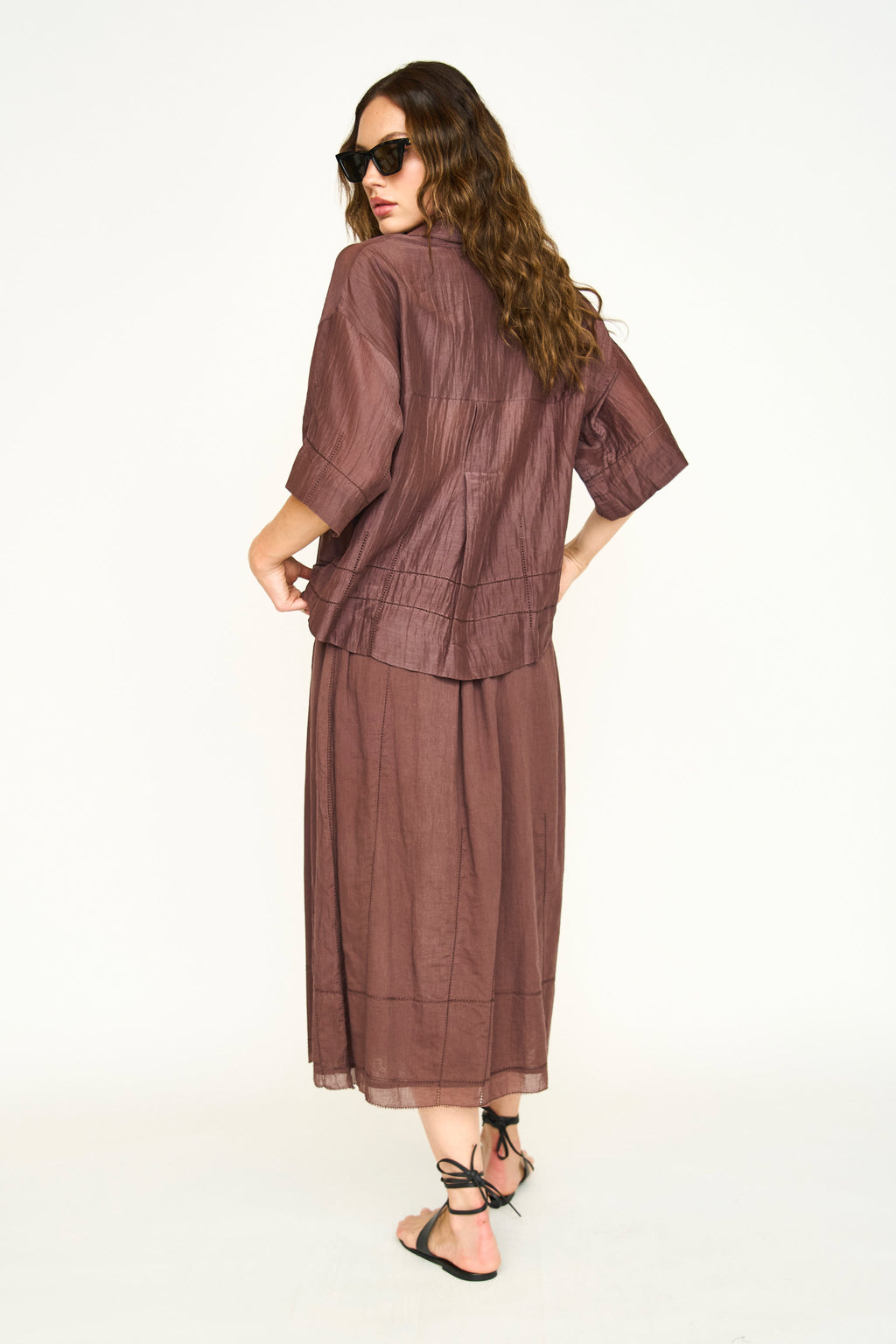 Lightweight short sleeve collared cotton shirt
