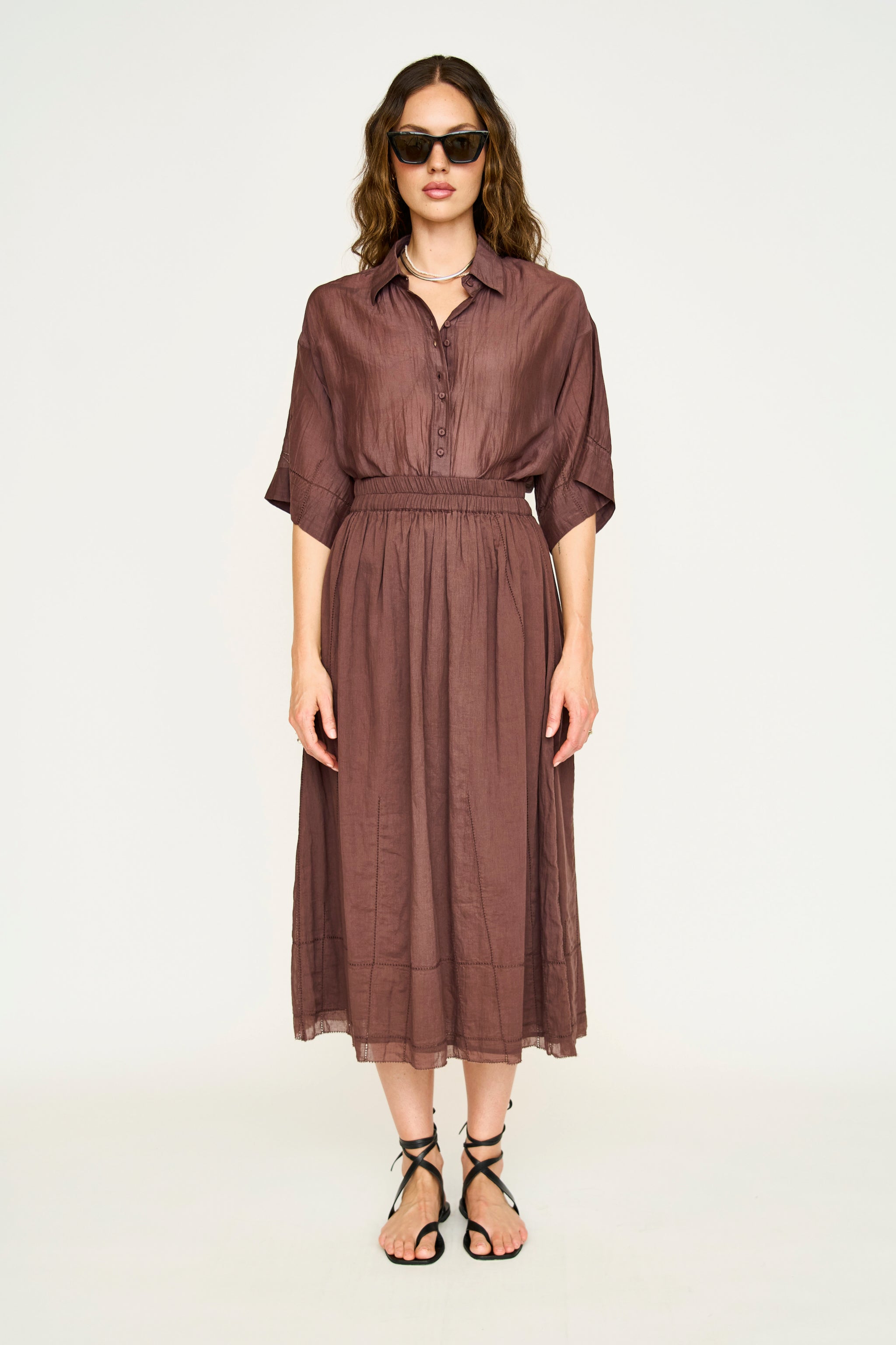 Lightweight short sleeve collared cotton shirt
