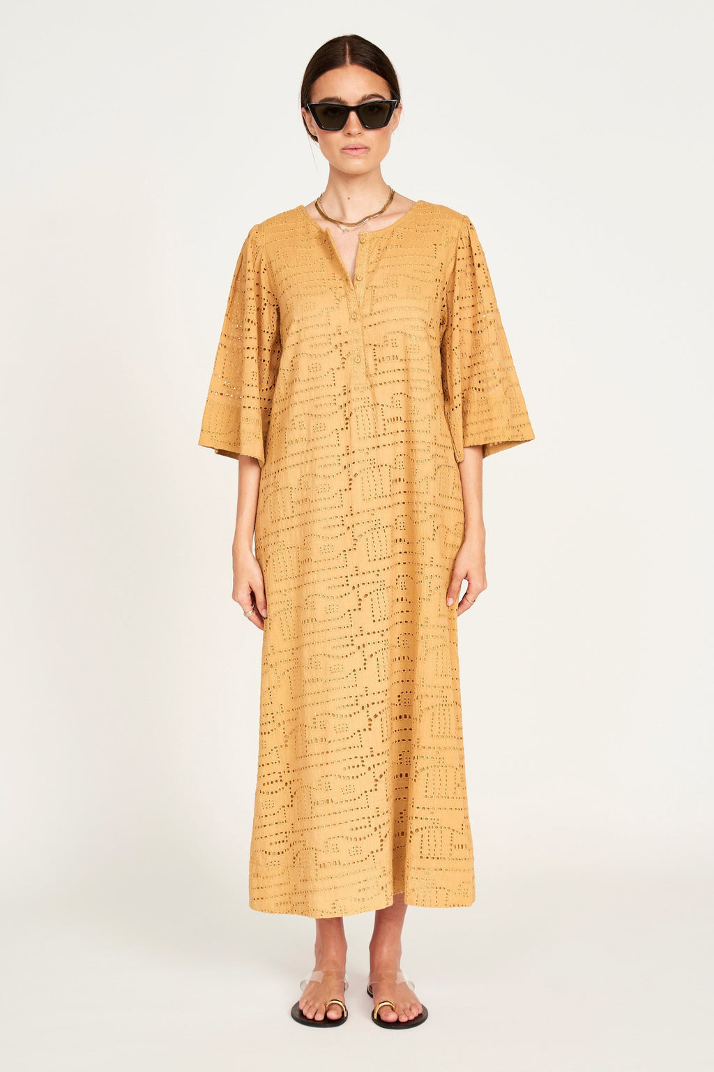 Dress in Golden Eyelet