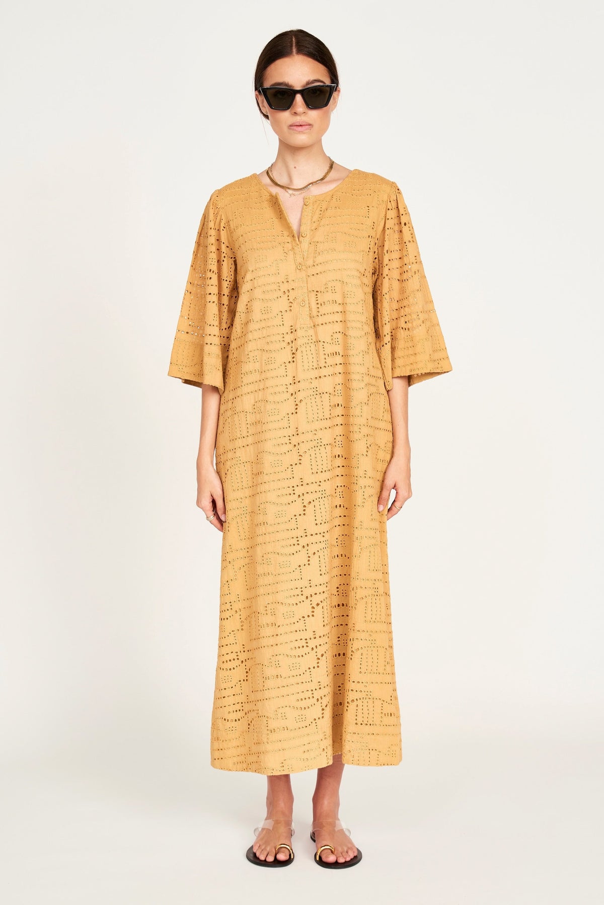 Dress in Golden Eyelet