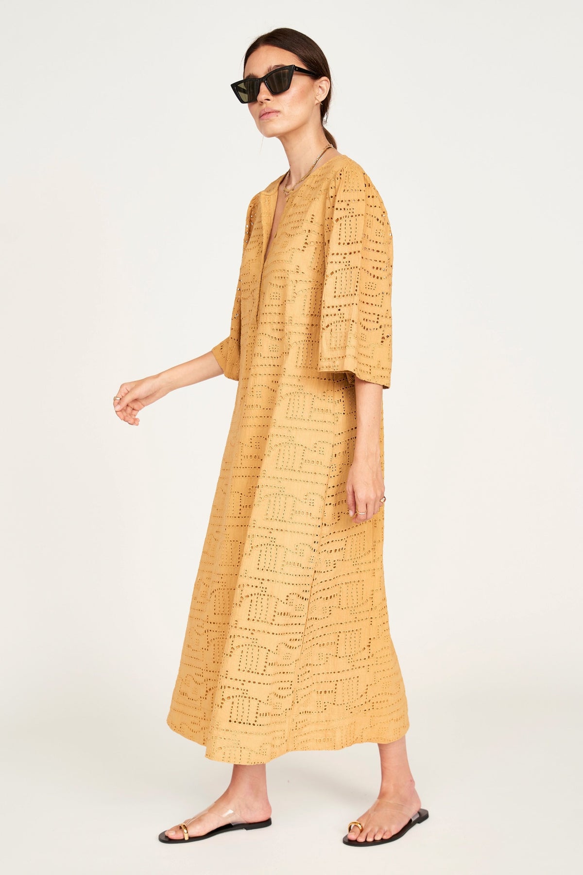 Dress in Golden Eyelet