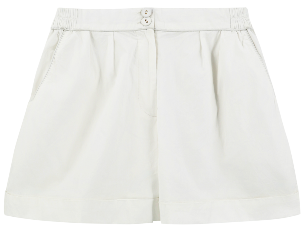High waist with pleats Shorts in White