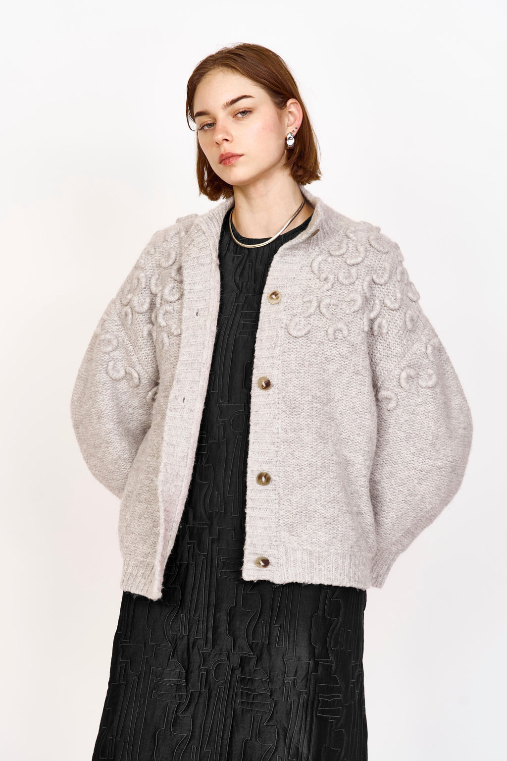 Croissant Cardigan in Dove Grey