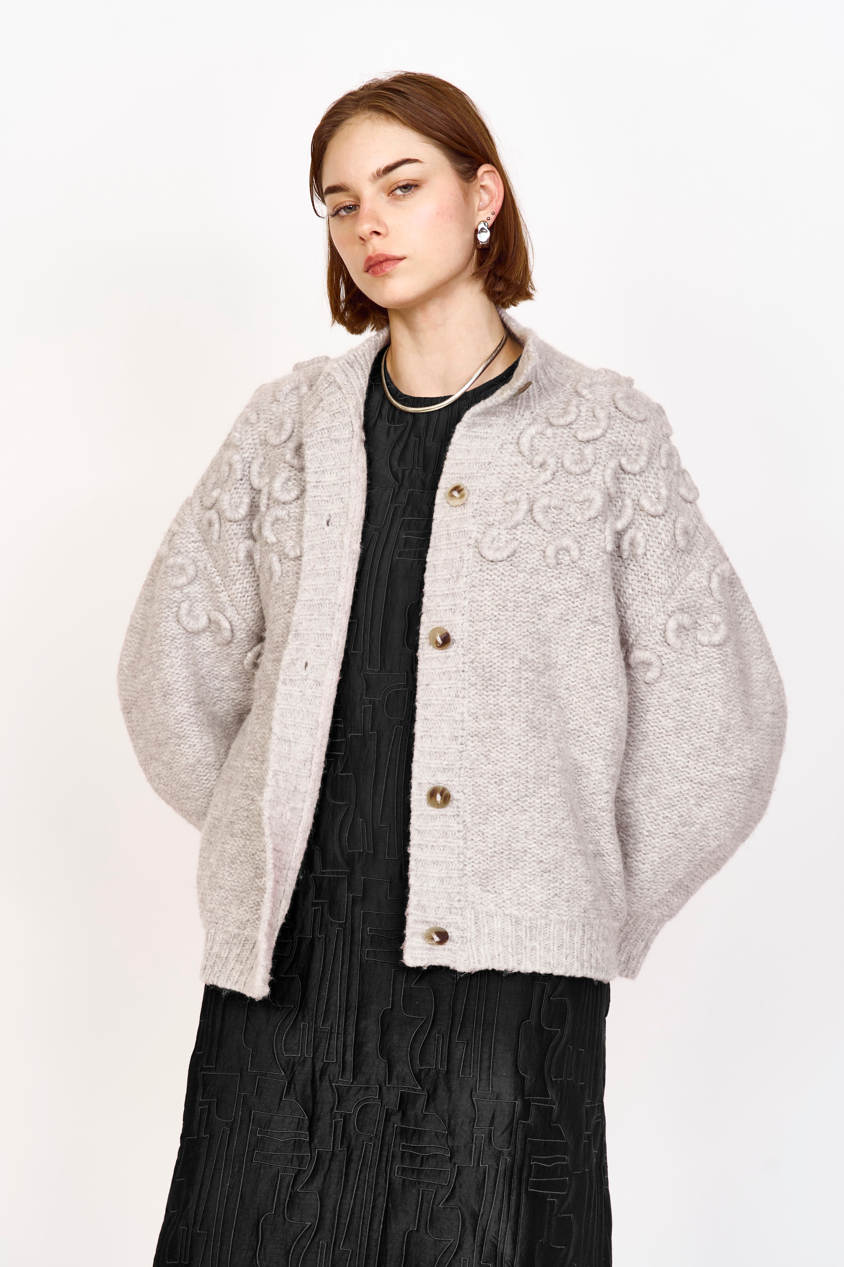 Croissant Cardigan in Dove Grey