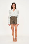 High waisted pleated shorts