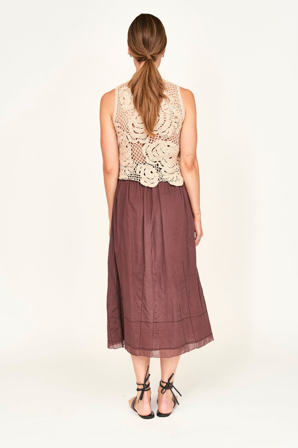 Crochet Floral Tank in Sand